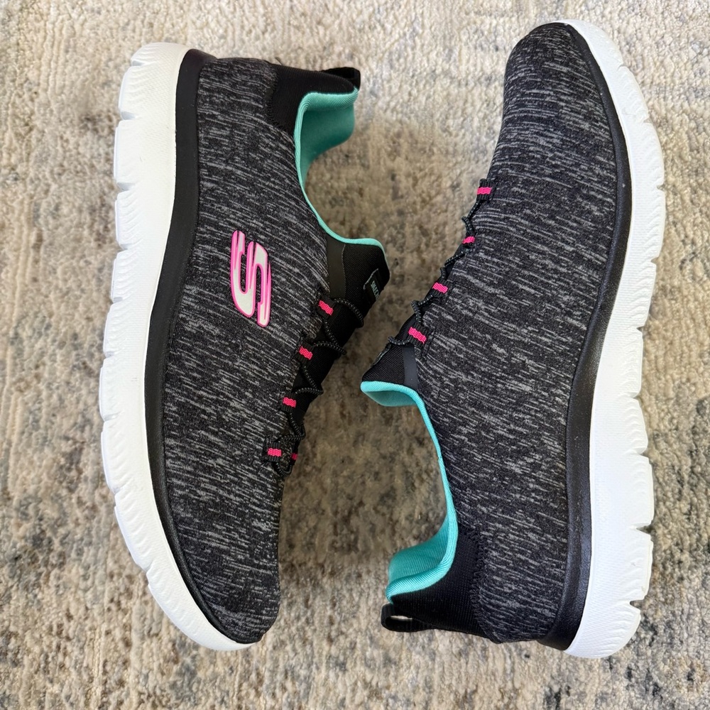 Skechers Women's Summits Quick Getaway Black/Light Blue Size 8W - Picture 5 of 14